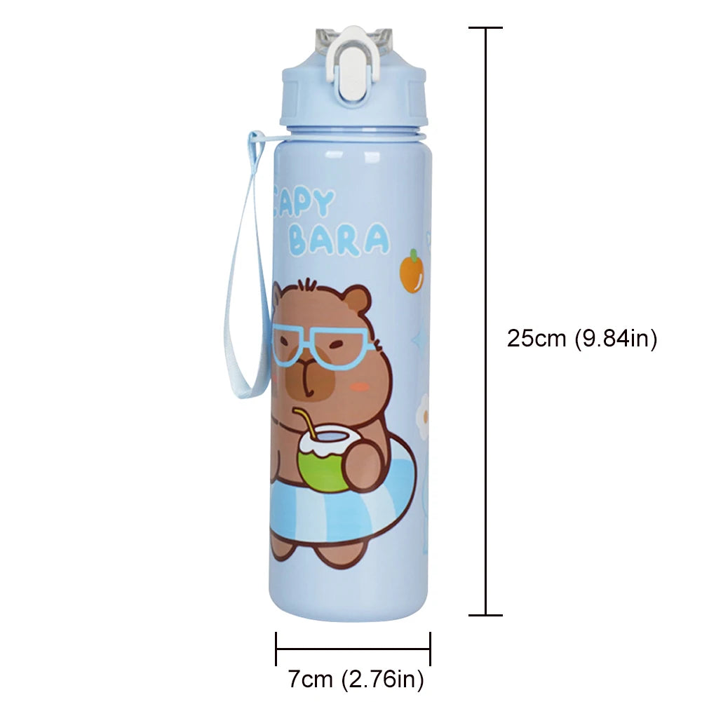 700ml Capybara Cute Water Cup with Straw & Handle for Fitness Sports