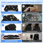 Ice Cleats Crampons with Tungsten Studs for Shoes and Boots, Easy Rotate Grippers