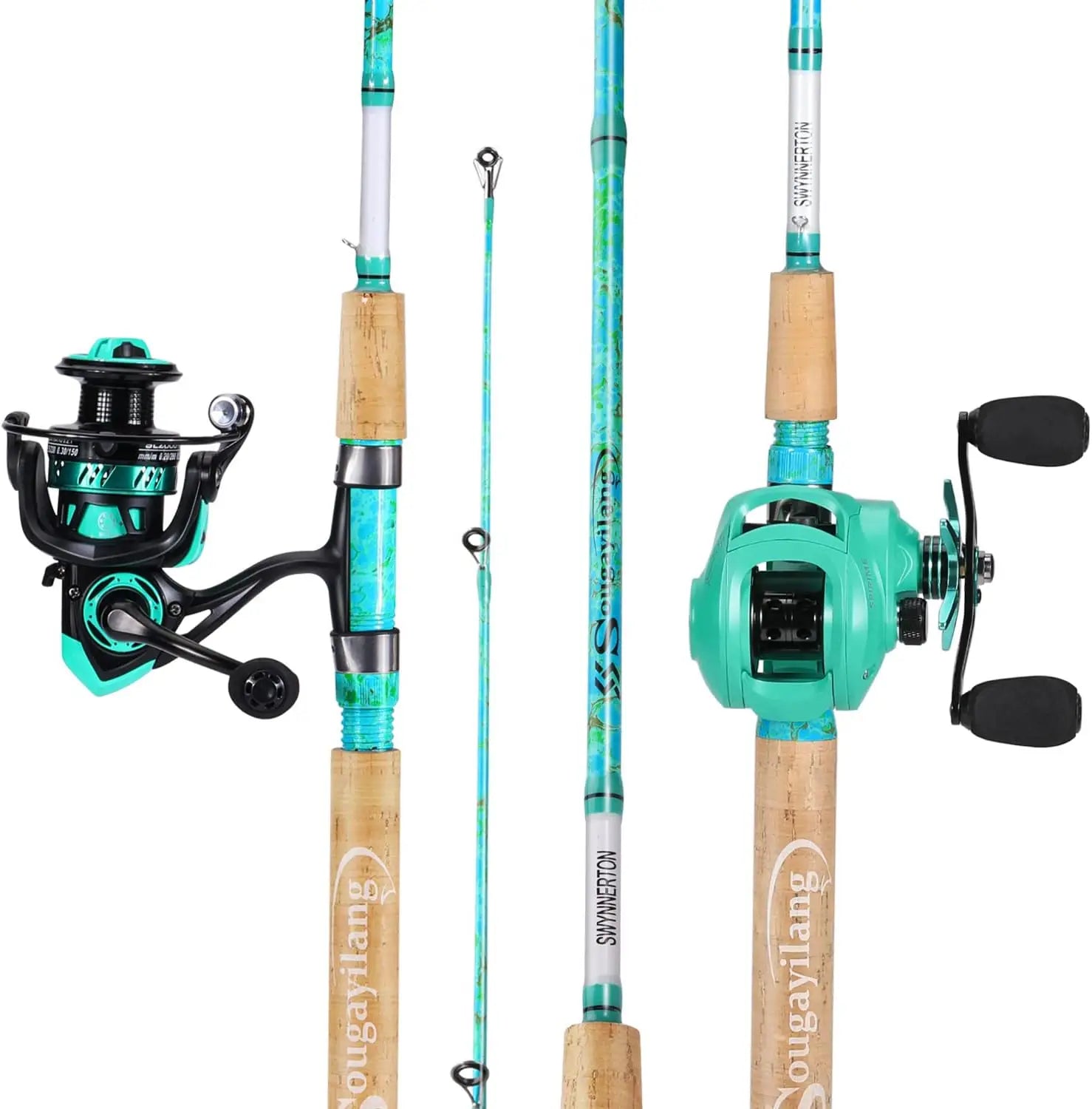 5'6" Graphite & Fiberglass Fishing Rod Combo with Quickset Anti-Reverse Reel
