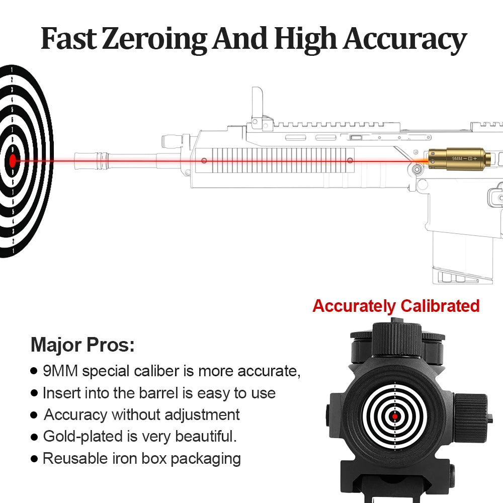 Pistol Rifle Scope 9MM Optics Cartridge Red Dot Laser