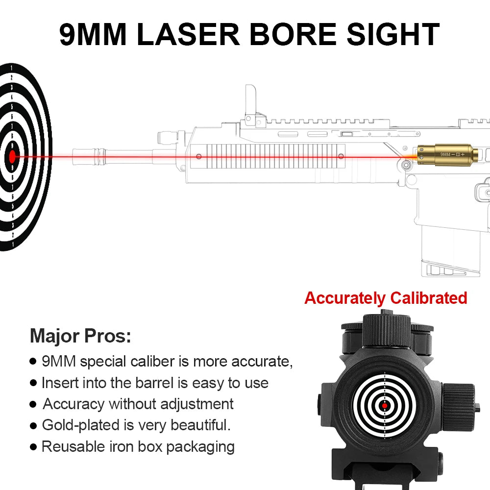 Pistol Rifle Scope 9MM Optics Cartridge Red Dot Laser