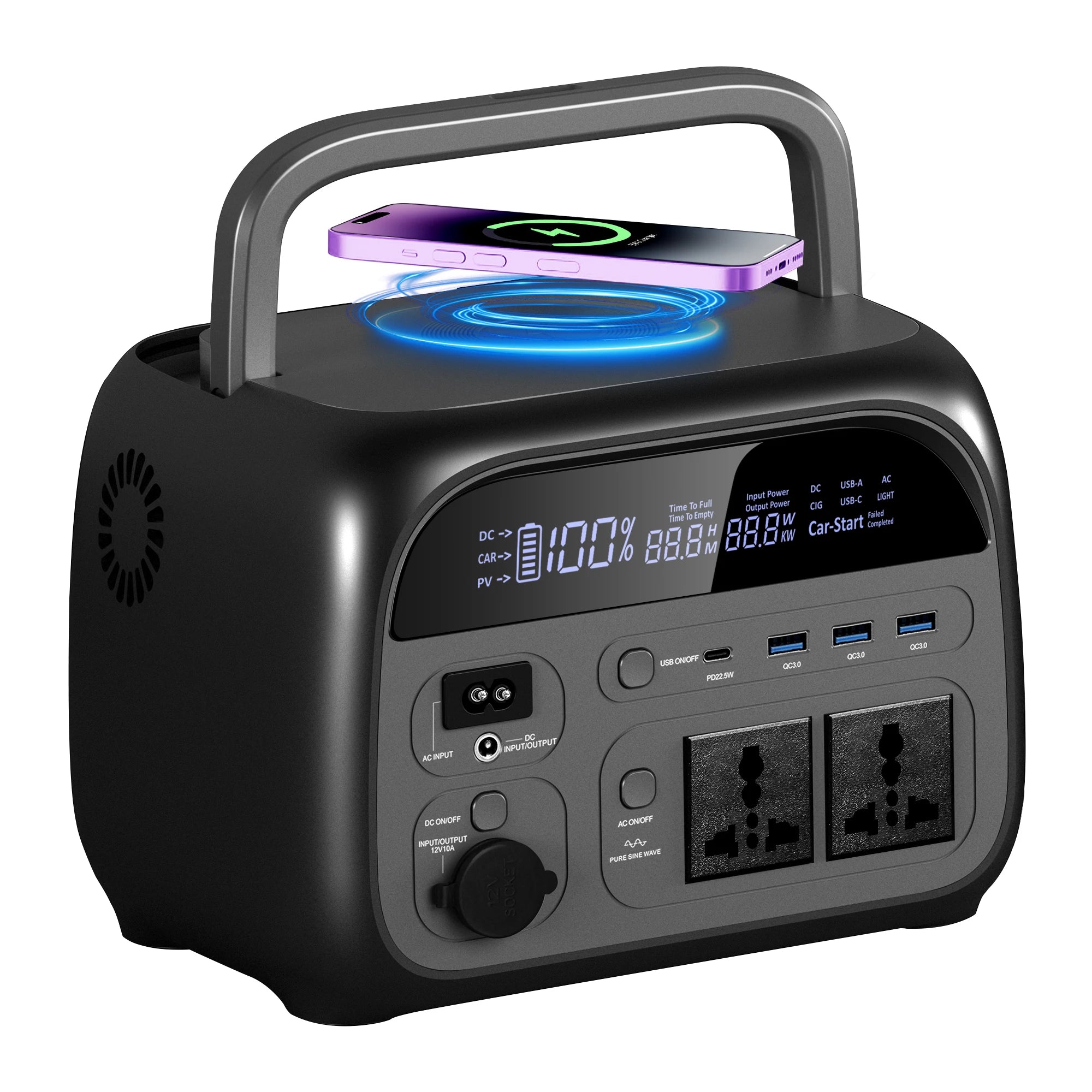 500W Portable Solar Generator, 110V 220V AC Outlet