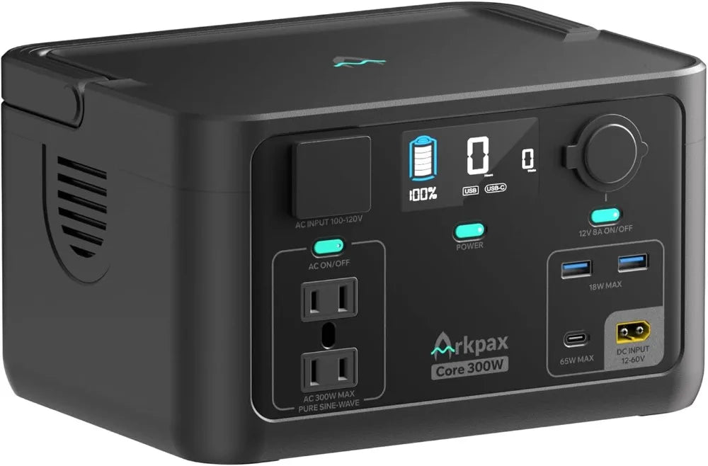300W Portable Power Station 192Wh LiFePO4 Battery, 600W Surge, 1.5H Fast Charge, Solar Compatible for Camping Emergency Home Use