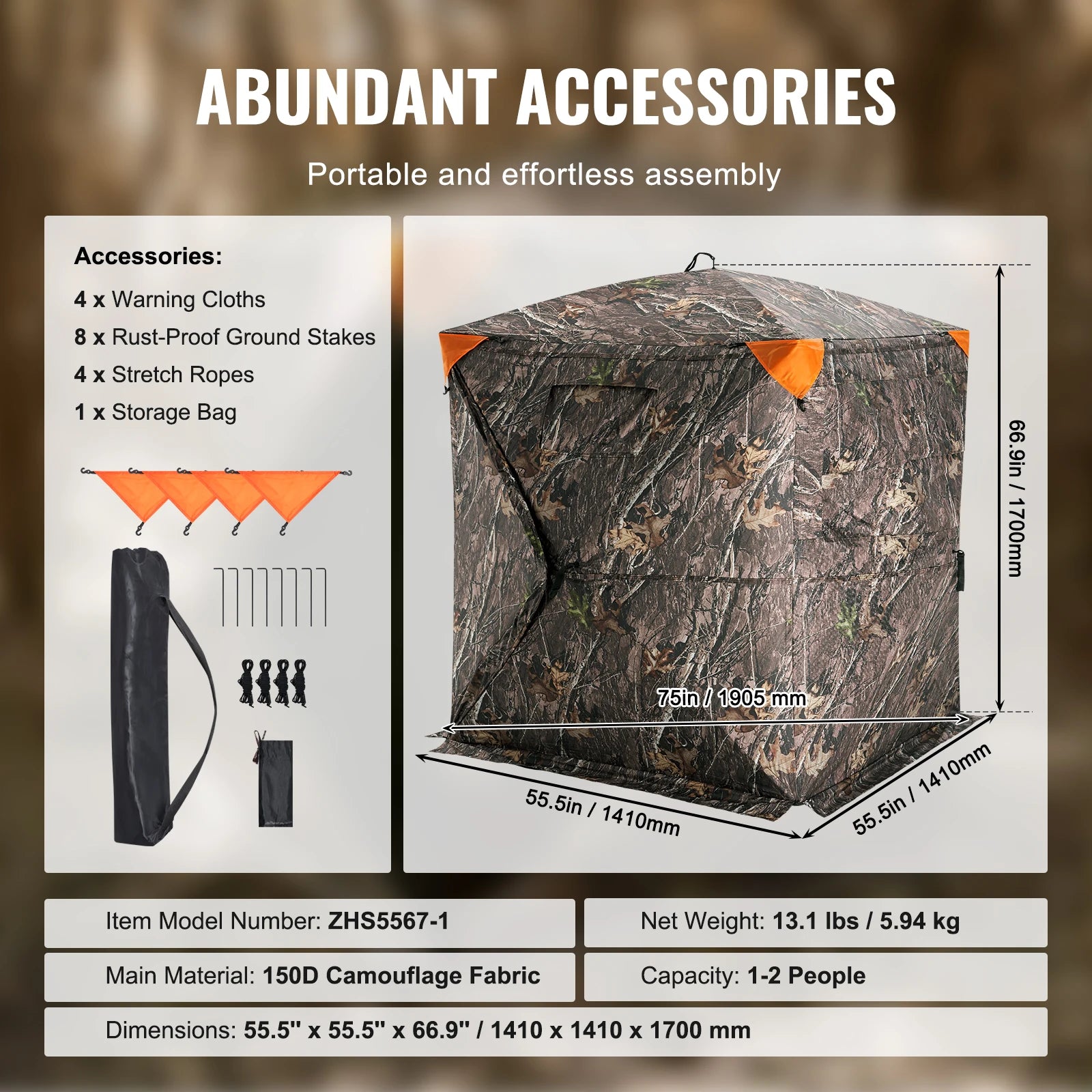 SucceBuy Hunting Blind  270° See Through Ground Blind 1-2 Person