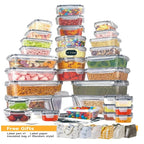 48Pcs BPA-Free Food Storage Set Containers & Lids with Labels