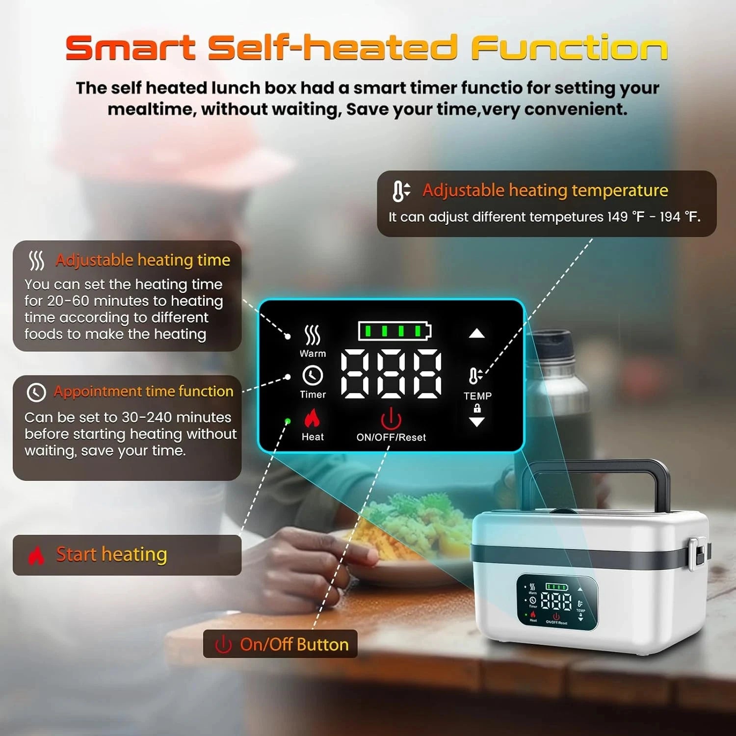 Wireless Electric Insulated Stainless Steel  Lunch Box